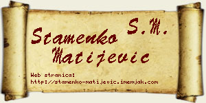 Stamenko Matijević vizit kartica